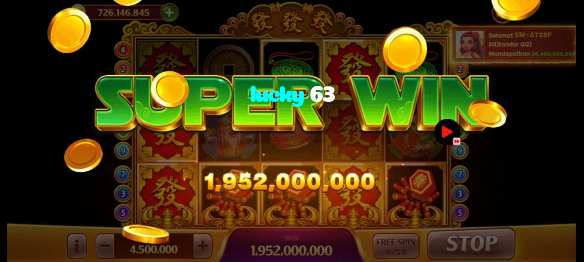 lucky 63 casino presented on mobile device in Pakistan with slots and live games